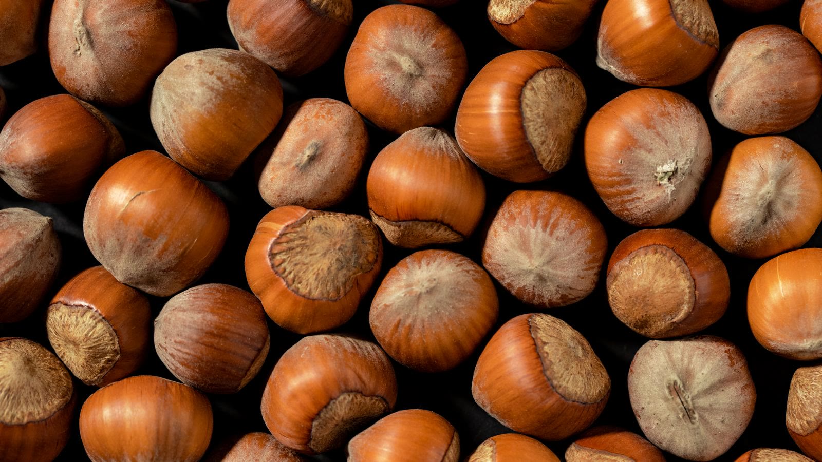 Nocciole intere in un mucchio